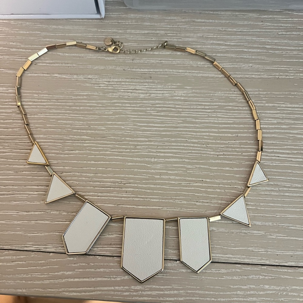 House of Harlow White Leather and Gold Necklace